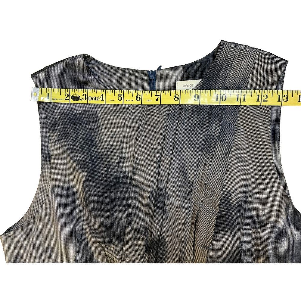 VERONIKA MAINE Fit & Flare Dress Gray Watercolor Pintucks Sleeveless Lined SZ 14 - Picture 14 of 17
